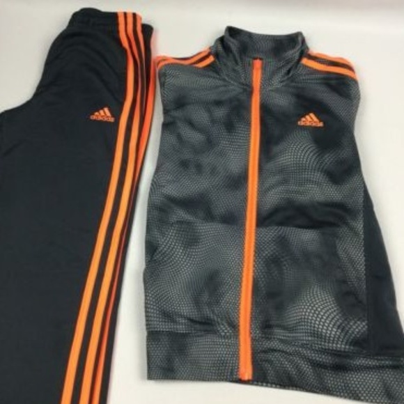 grey and orange adidas tracksuit
